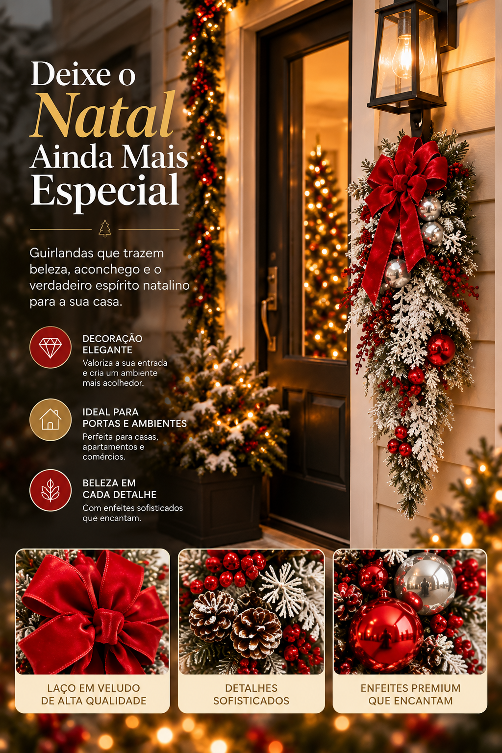 Natal aconchegante na porta de casa